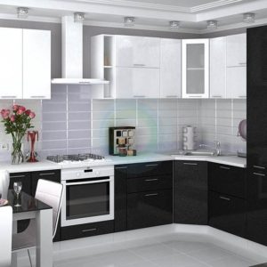 Черно-белая кухня стильного дизайна